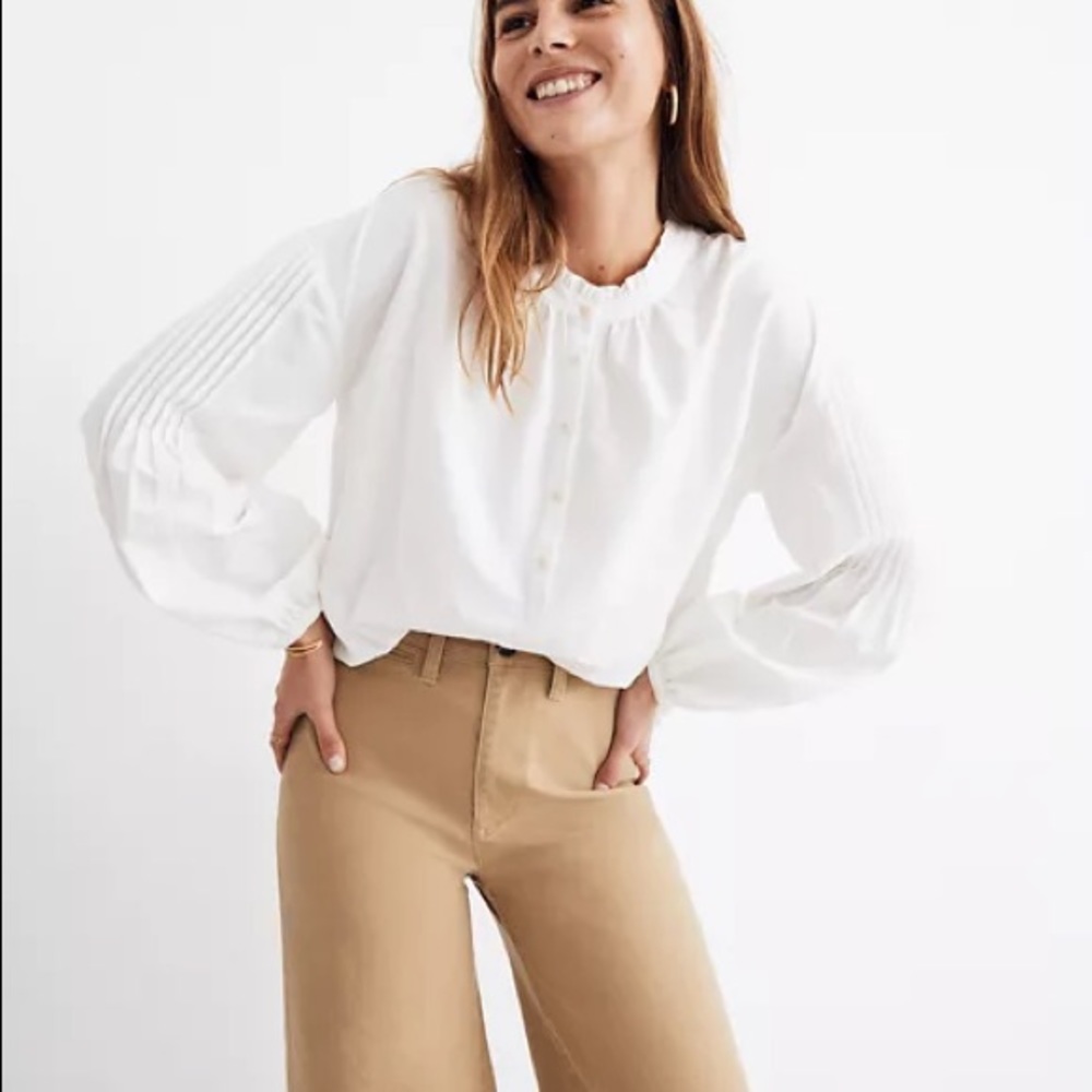 Madewell Pintuck-Sleeve Button-Down Top